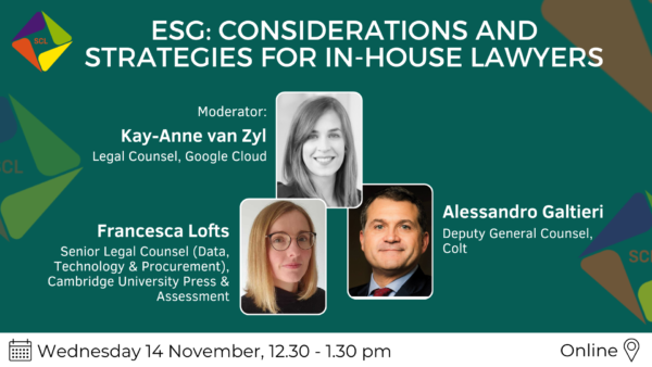 ESG: considerations and strategies for In-House Lawyers Webinar