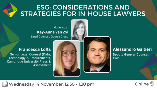 ESG: considerations and strategies for In-House Lawyers Webinar